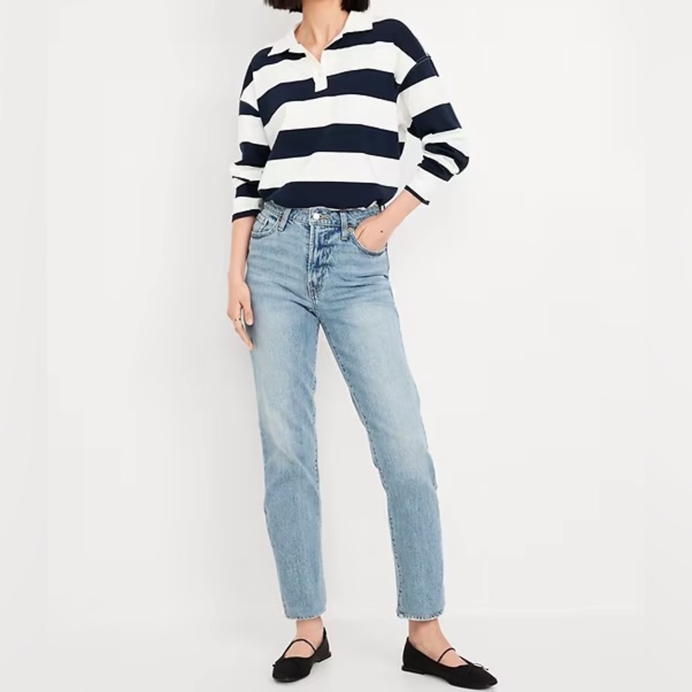 {Old Navy} "High Rise OG Straight" Light Blue Stretch Denim Jeans